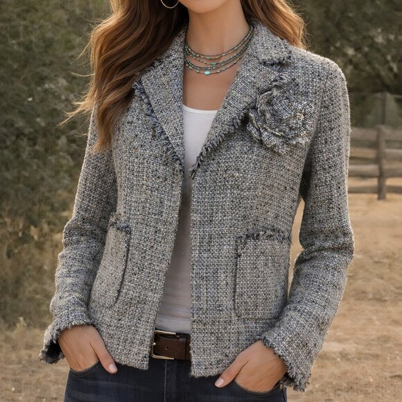 BCBGMaxAzria Jackets & Blazers - BCBG Max Azria Steel Blue Tweed Jacket